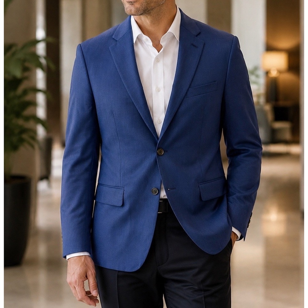 Joseph Abboud Men’s 37R Blue Wool Stretch Two Button Blazer Sport Coat